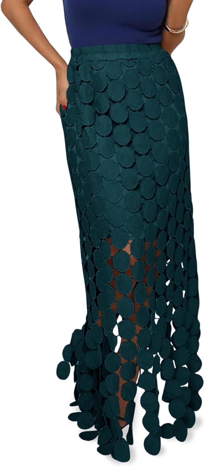 Cicy Bell Womens Hollow Out Maxi Skirt for Summer Style