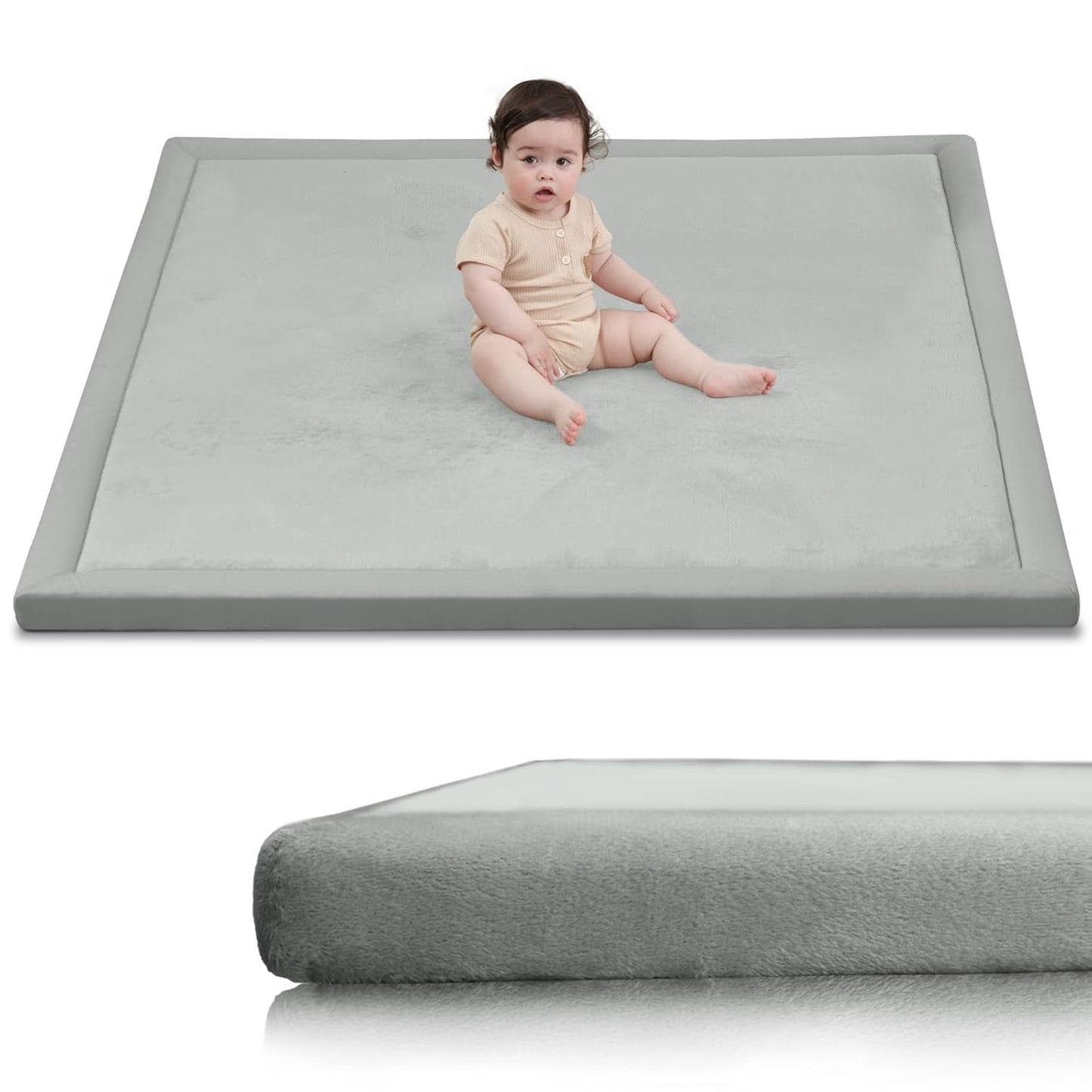Baby Play Mat for Floor, Soft Coral Velvet Tummy Time Mat