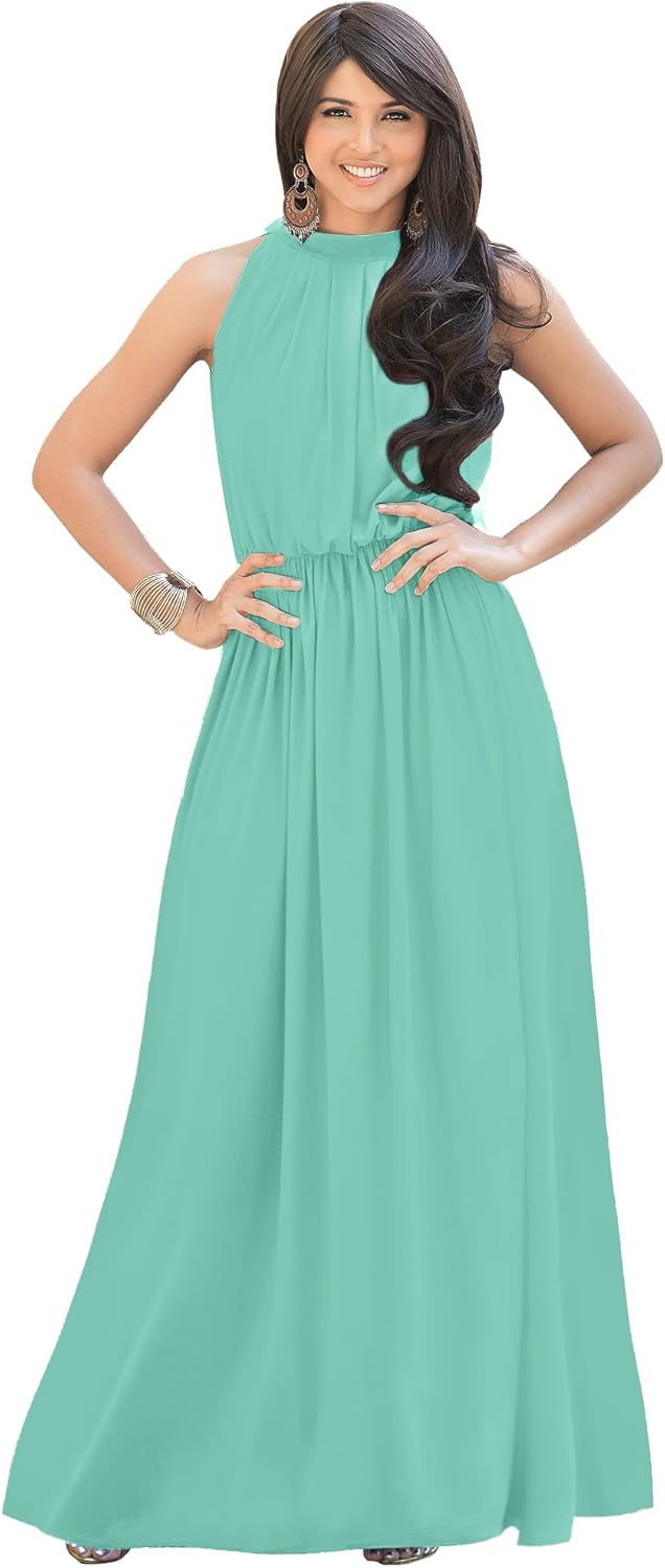 KOH KOH Sexy Sleeveless Summer Formal Flowy Casual Gown