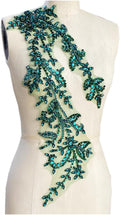 Shining Acrylic Rhinestones on Lace Applique Trim Patches - Elegant