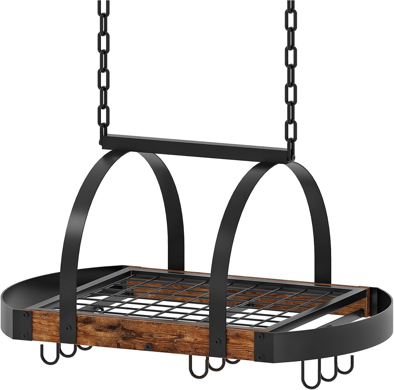 Hanging Pot Rack for Kitchen with 9 S-Shaped Hooks for Storage