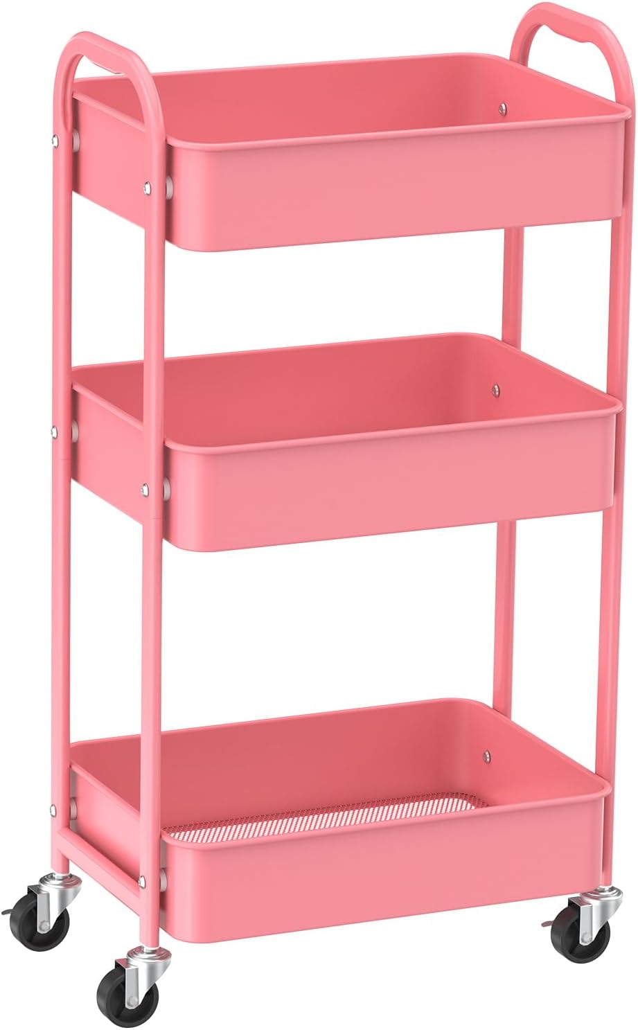 3-Tier Rolling Utility Cart for Kitchen and Bathroom Organization