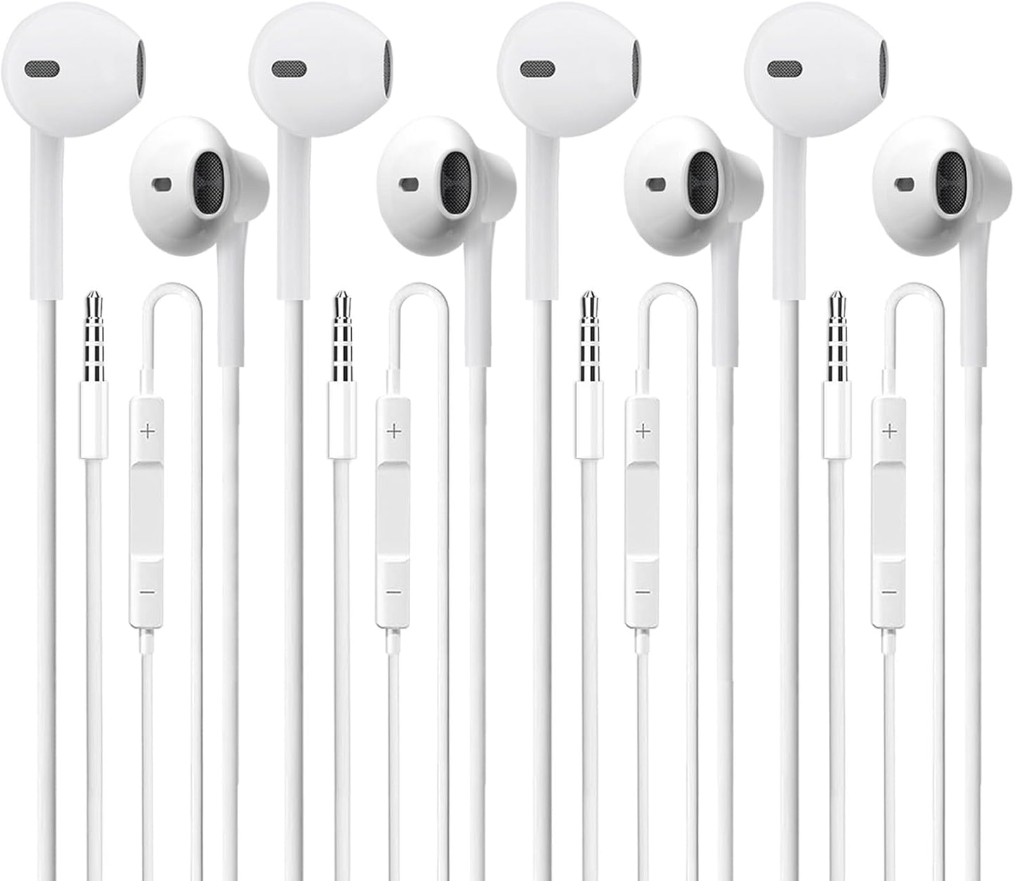HiFi Stereo Earbuds 4 Pack by CLIPSUN, with Mic & Volume Control, Compatible with All 3.5mm Jack Devices