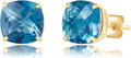 Elegant Cushion Cut Gemstone Stud Earrings in 925 Sterling Silver