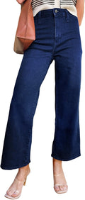 Astylish Womens High Waisted Stretchy Wide Leg Jeans - Flattering Fit