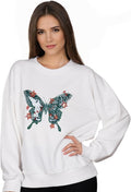 2025 Embroidered Graphic Sweatshirt for Women - Cozy Cotton Crew