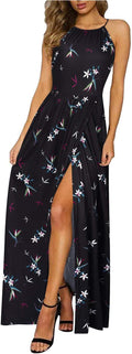 Women's Summer Maxi Dress Sleeveless Split Floral - Flowy Casual