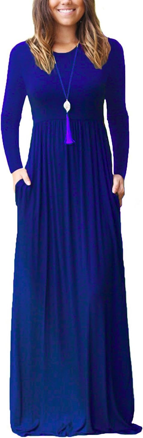 VIISHOW Women's Long Sleeve Maxi Dresses with Pockets for Casual Wear