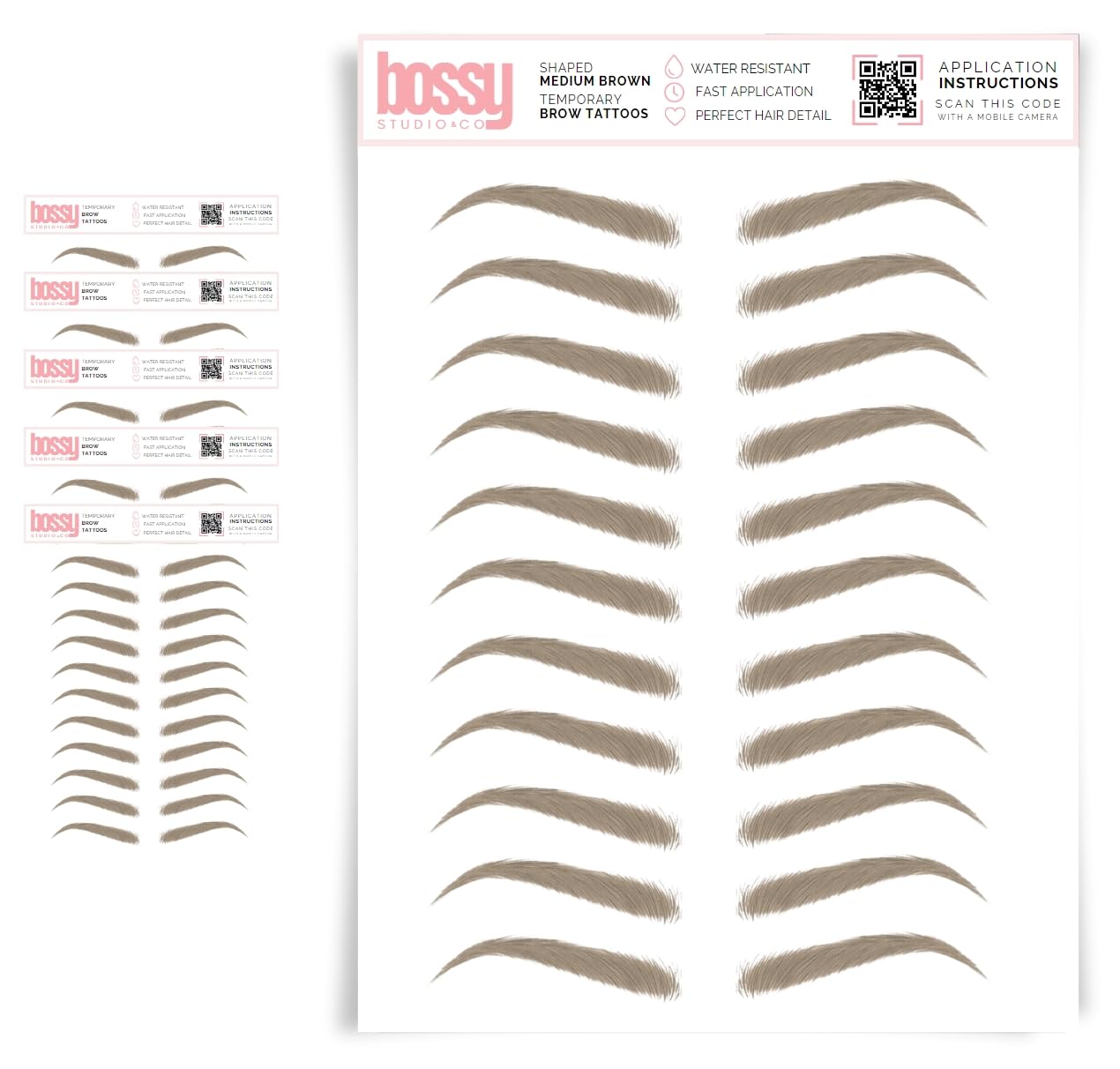 5 Pack Temporary Eyebrow Tattoos Waterproof Stickers for Brows