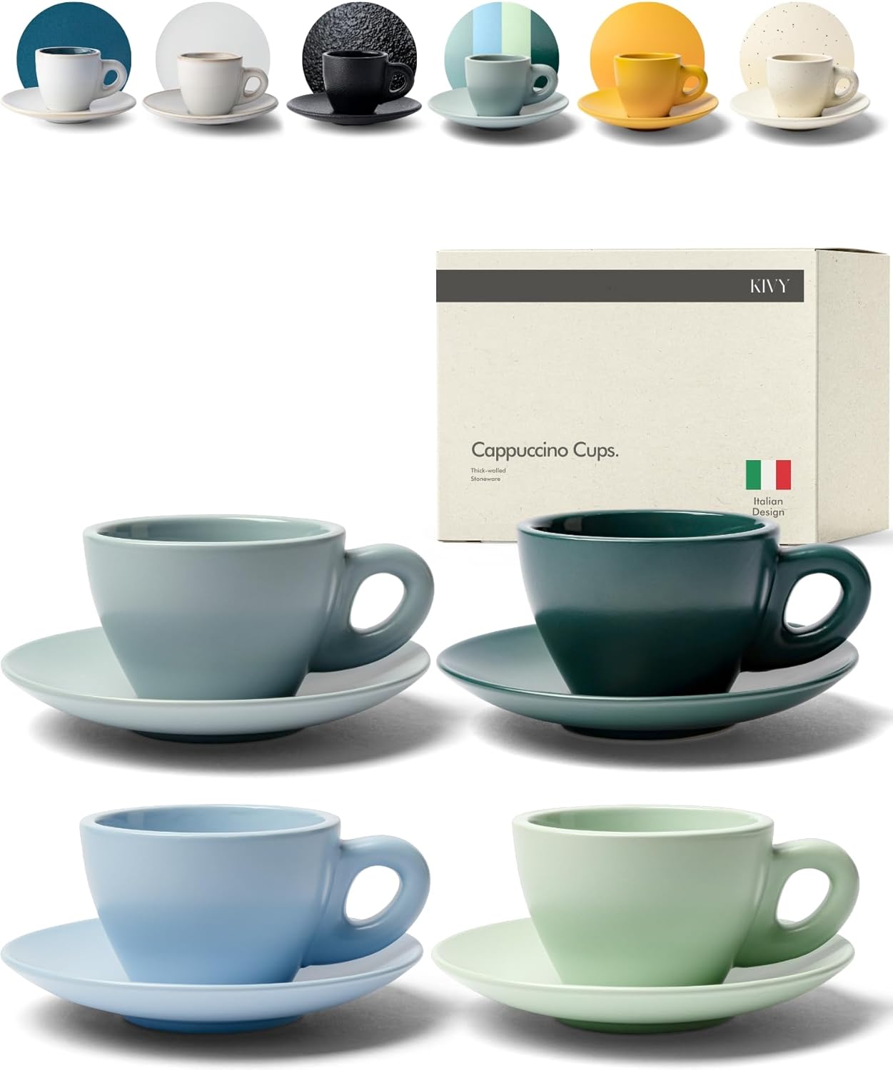 KIVY Cappuccino Cups Set of 4 - Perfect for Latte Art Lovers