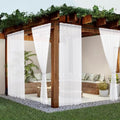 White Sheer Outdoor Curtains 52x108 in - Waterproof Linen Look Panels