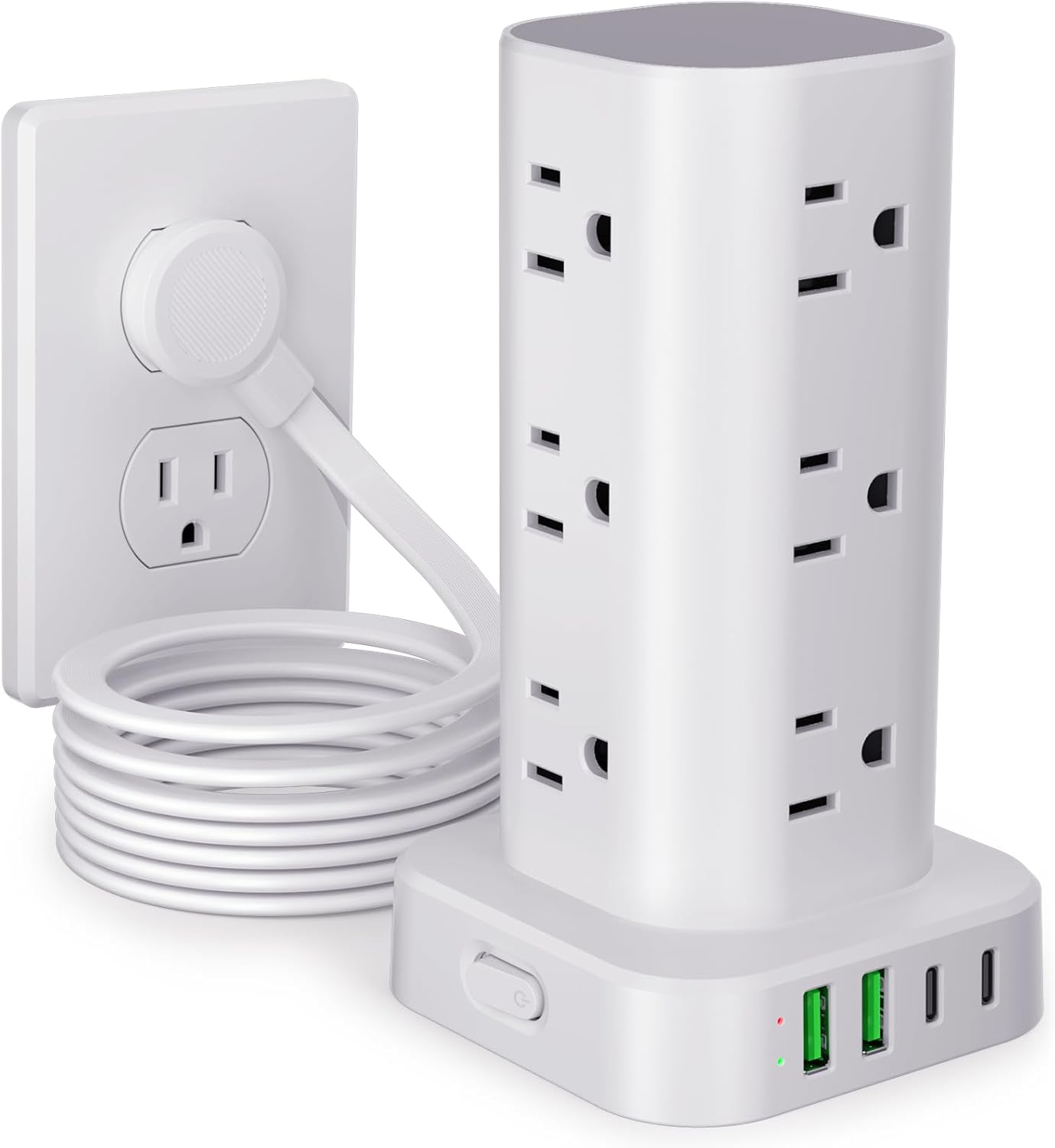 Power Strip Tower with 12 AC Outlets and 4 USB Ports for Home