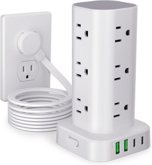 Power Strip Tower with 12 AC Outlets and 4 USB Ports for Home