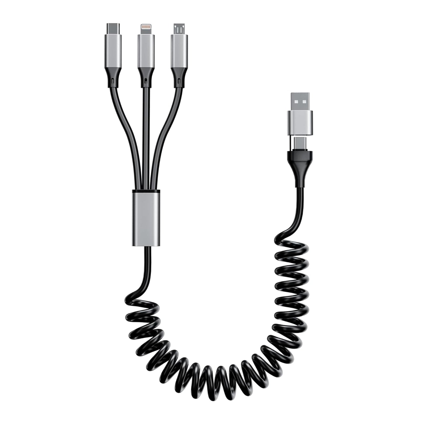 KETAKY Plus Coiled 5-in-1 MFi Certified Charging Cable