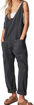 EXLURA Womens High Roller Denim Bib Jumpsuits Casual Loose Overalls is