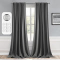 MIULEE Back Tab Grey Blackout Curtains 96 in Panels - Room Darkening