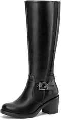 mysoft Women's Knee High Boots Chunky Block Heels - Comfortable 7-inch