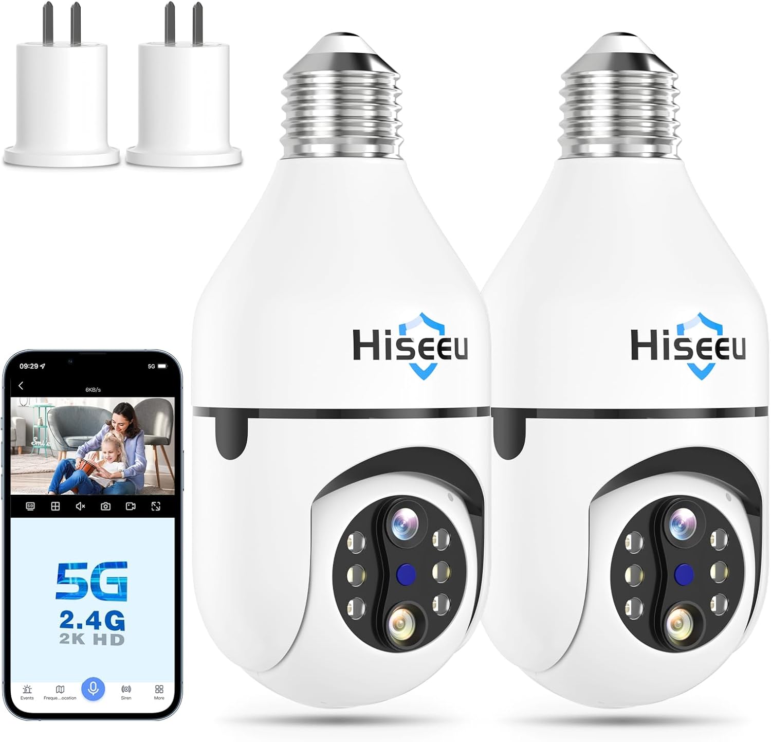 Hiseeu Light Bulb Security Camera with 10X Zoom and Night Vision