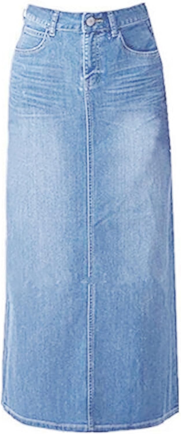 Long Denim Skirt for Women Casual A-Line Maxi Jean Skirt