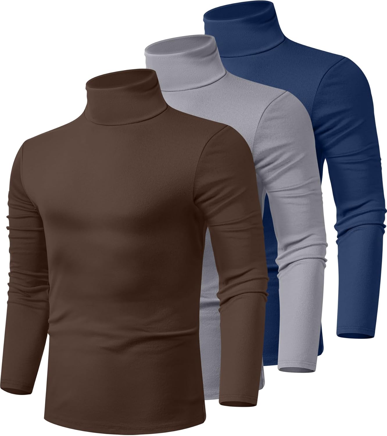 Men's Turtleneck Shirts 3 Pack Long Sleeve Cotton Sweaters