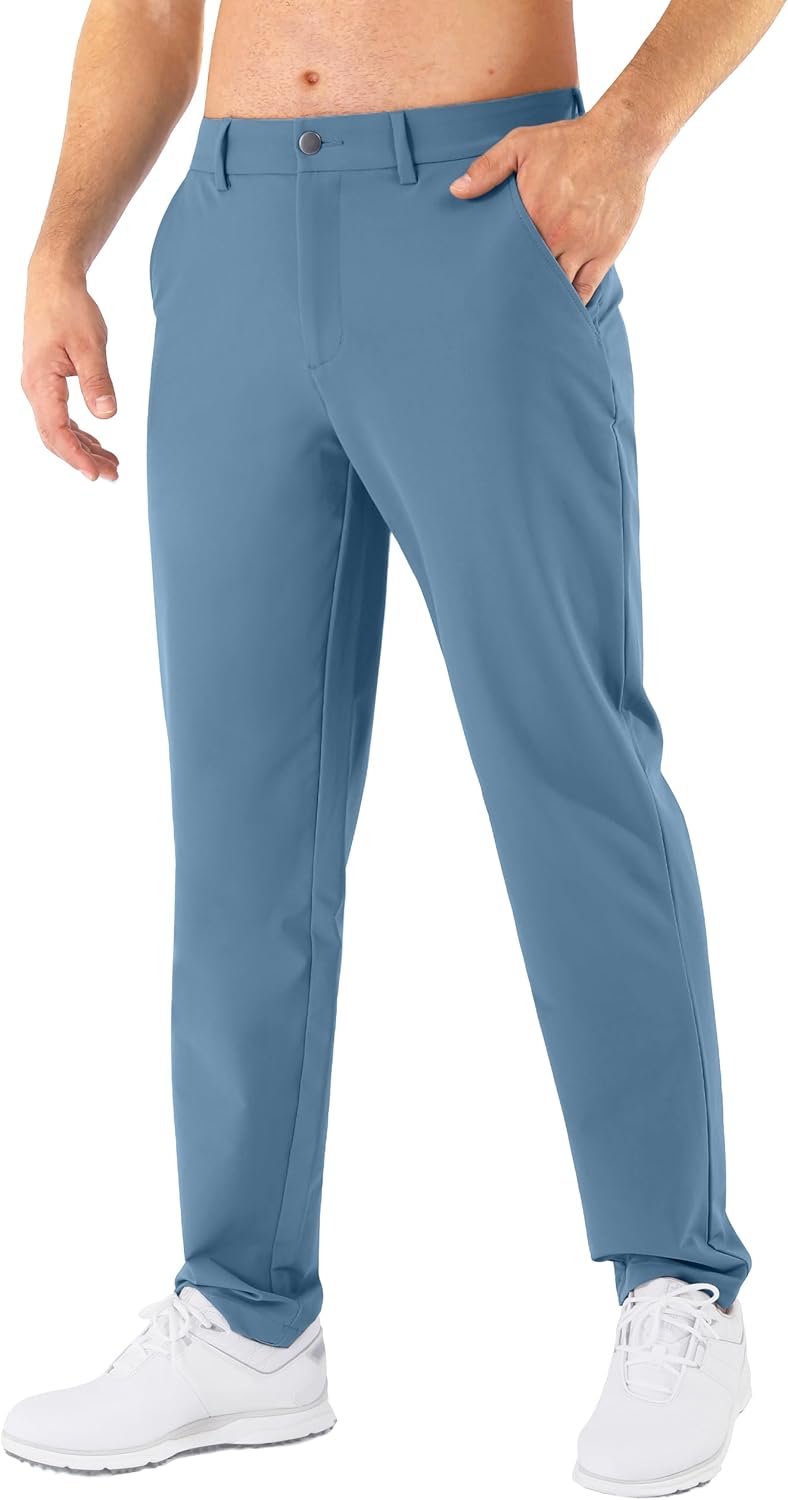 Mens Golf Pants Stretch Classic Fit Quick Dry Casual Trousers
