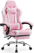 Pink Video Game Desk Chair for Adults - Ergonomic PU Leather Recliner