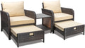 Balcony Furniture 5 Piece Patio Conversation Set Beige - Compact