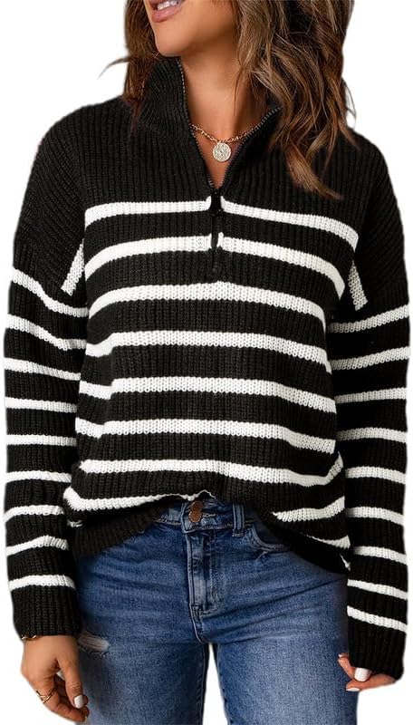 Dokotoo Womens 1/4 Zip Pullover Sweater for Casual Style