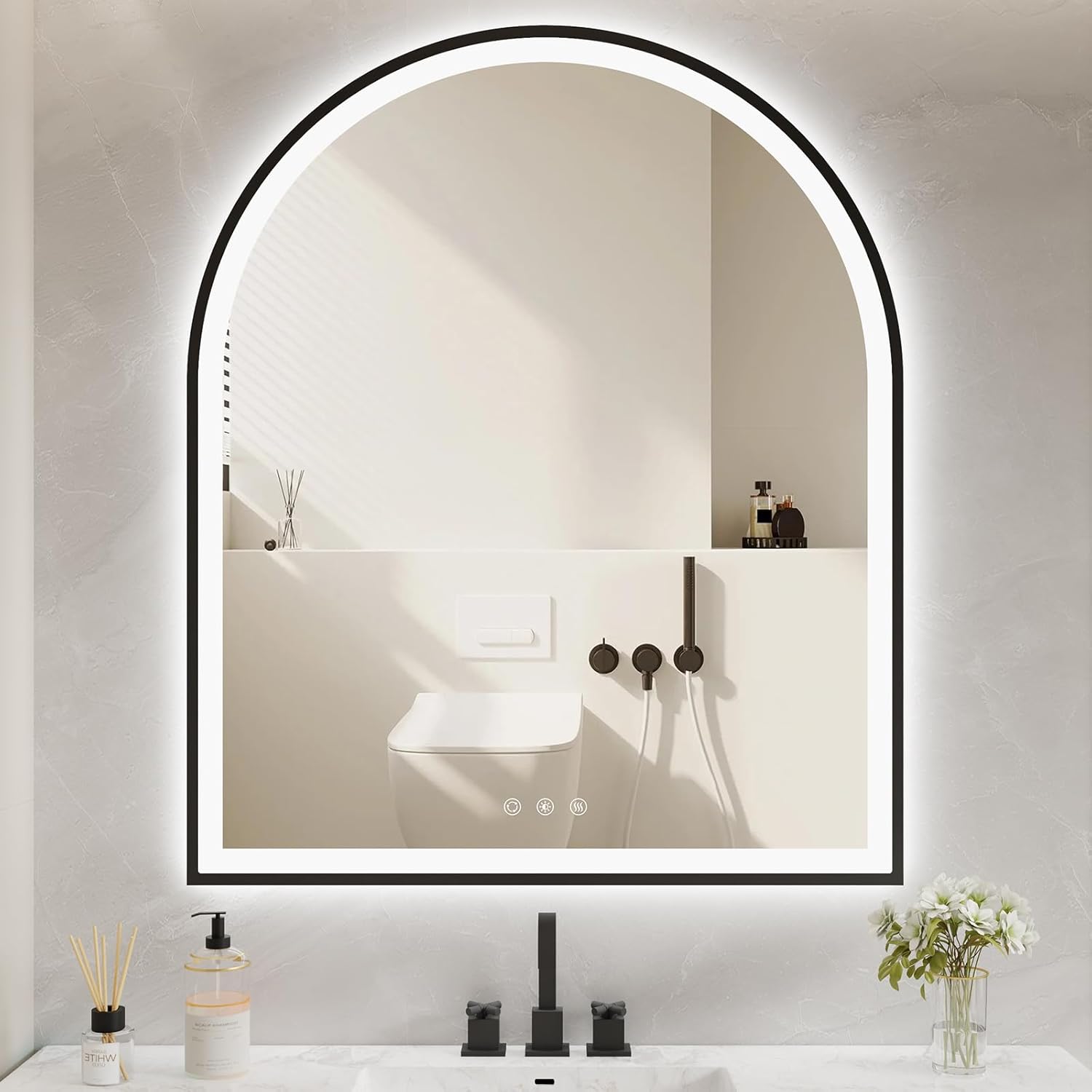 Arched LED Mirror for Bathroom - Dimmable, Fogless & Stylish