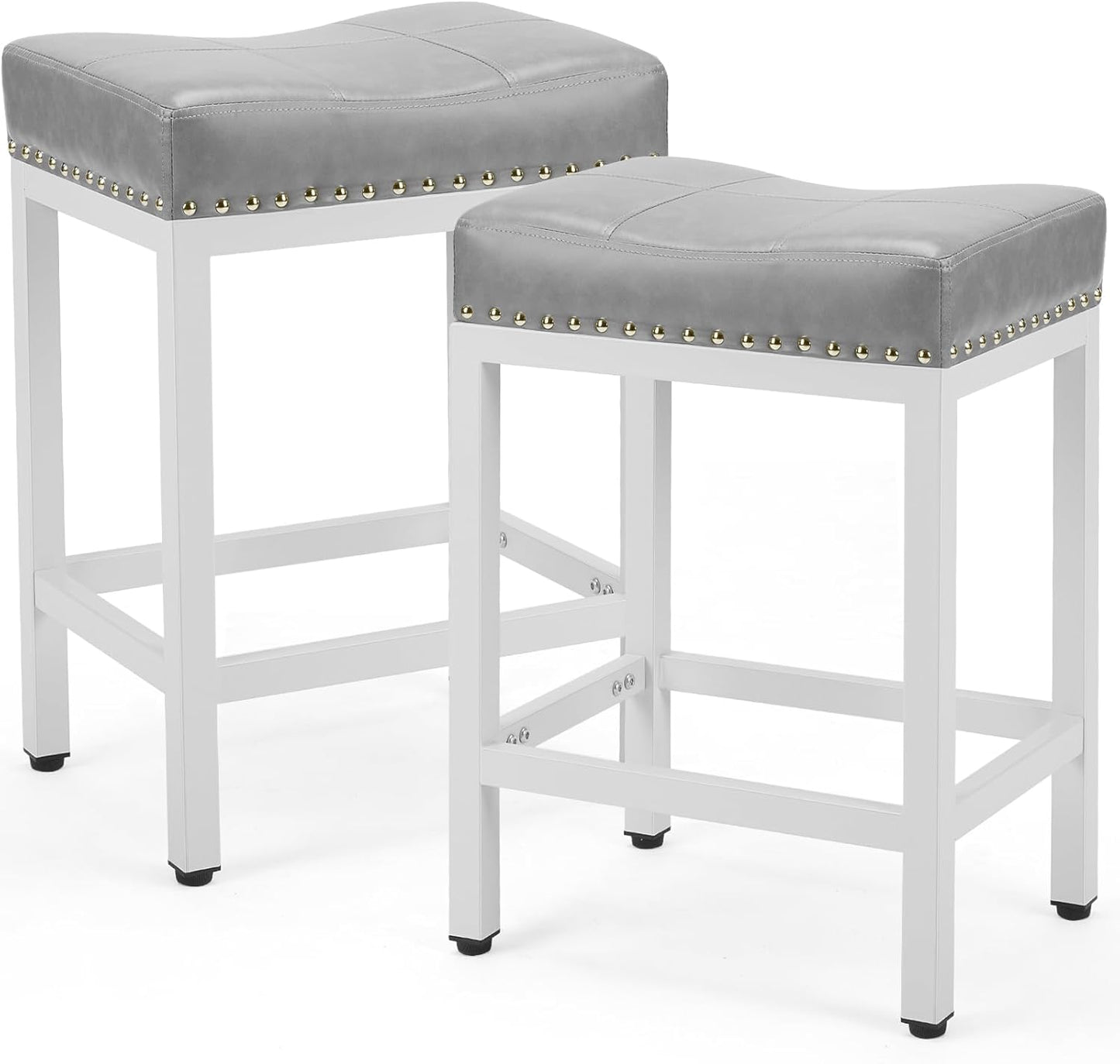 DUMOS Saddle Bar Stools Set of 2 for Kitchen Island and Dining