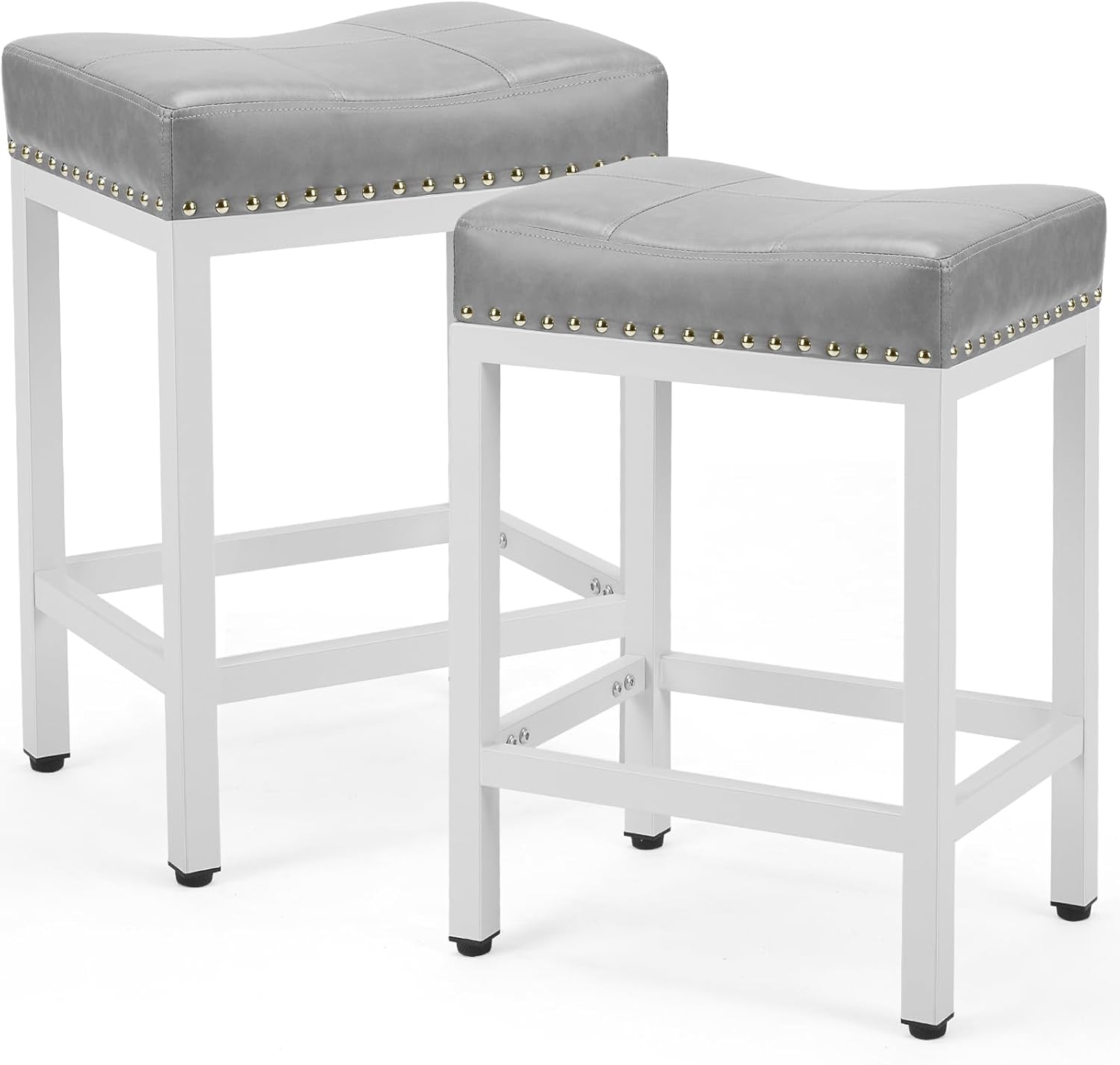 DUMOS Saddle Bar Stools Set of 2 for Kitchen Island and Dining