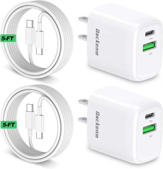 Fast Charge Duo for iPhone 16 - 2-Pack 20W USB C Charger