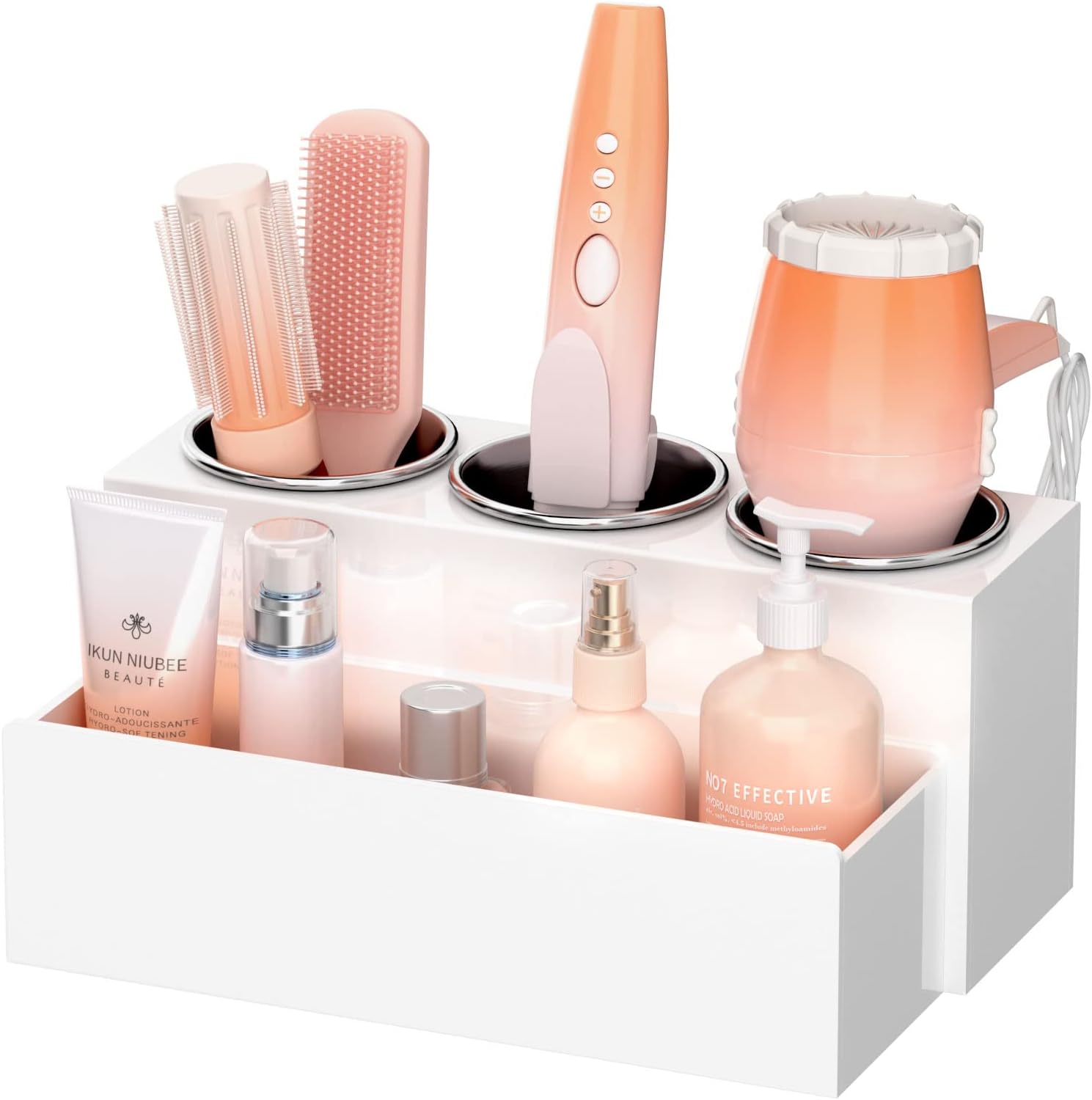 NIUBEE Acrylic Hair Tool Organizer - Stylish Bathroom Vanity Stand