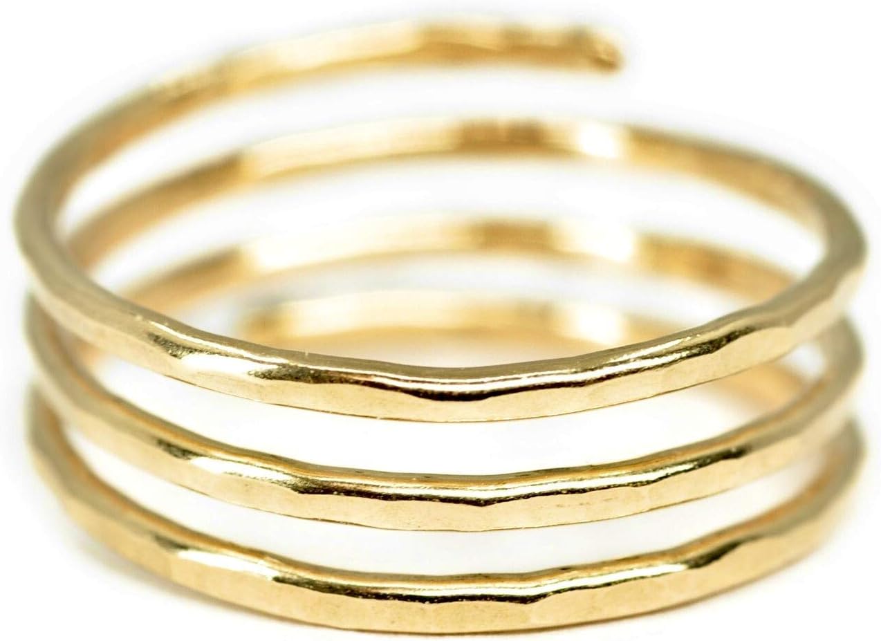 14k Gold Filled Adjustable Wire Wrap Ring - Handmade in USA