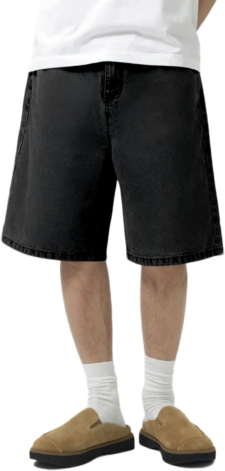 Mens Baggy Jean Shorts Loose Fit Vintage Wide Leg Jorts