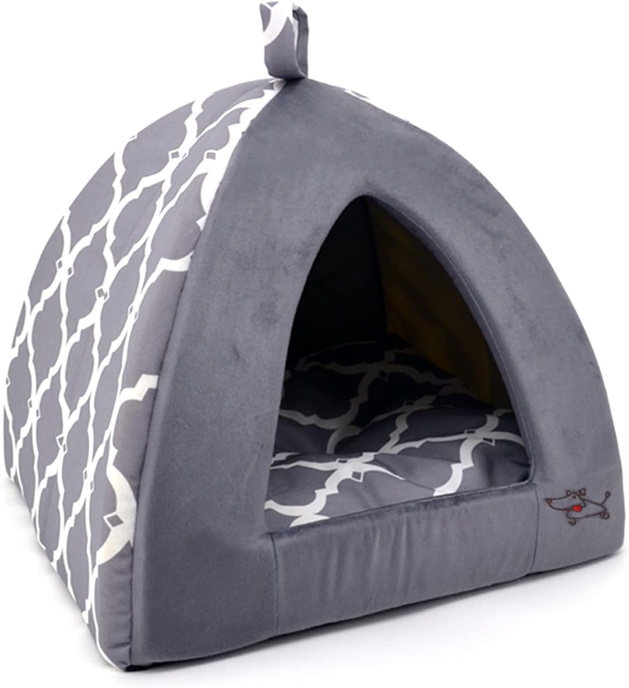 Cozy Pet Tent for Dogs and Cats - Soft Bed with Gray Lattice