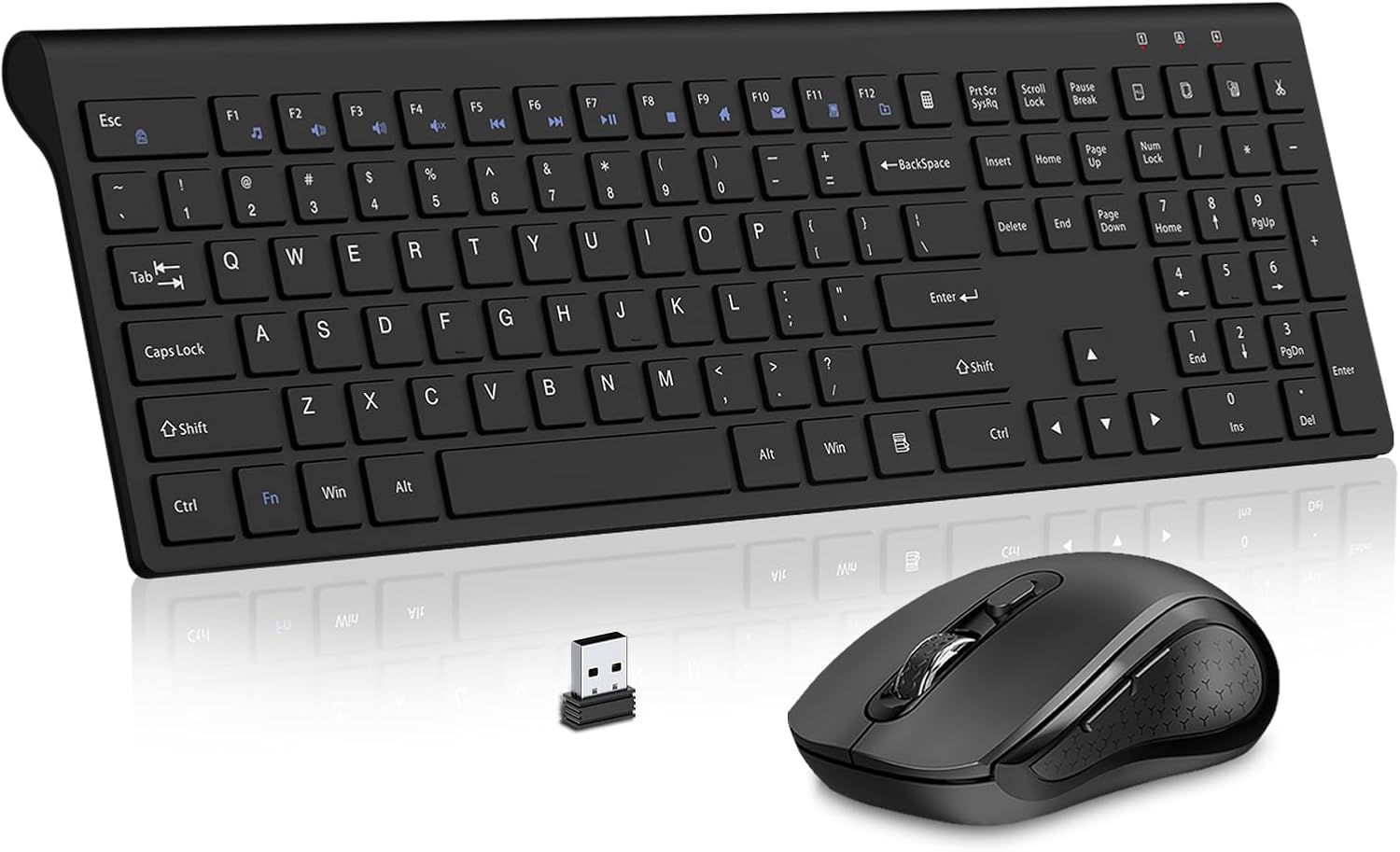 Wireless Keyboard and Mouse Set with Silent Operation and Calculator