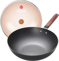 Pure-Iron 12.6 in Wok with Glass Lid - Lightweight Stir-Fry Pan