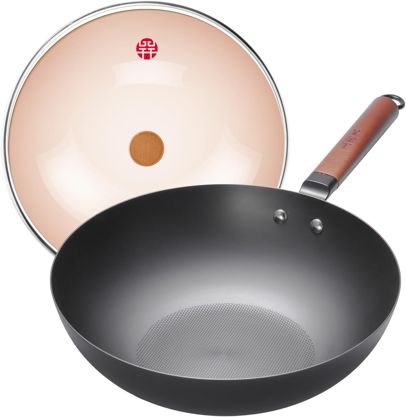 12.6in Pure-Iron Wok for Stir-Frying and Cooking Needs