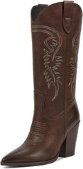 Cowgirl Boots for Women Pointed Toe Chunky Heel - Stylish Comfort