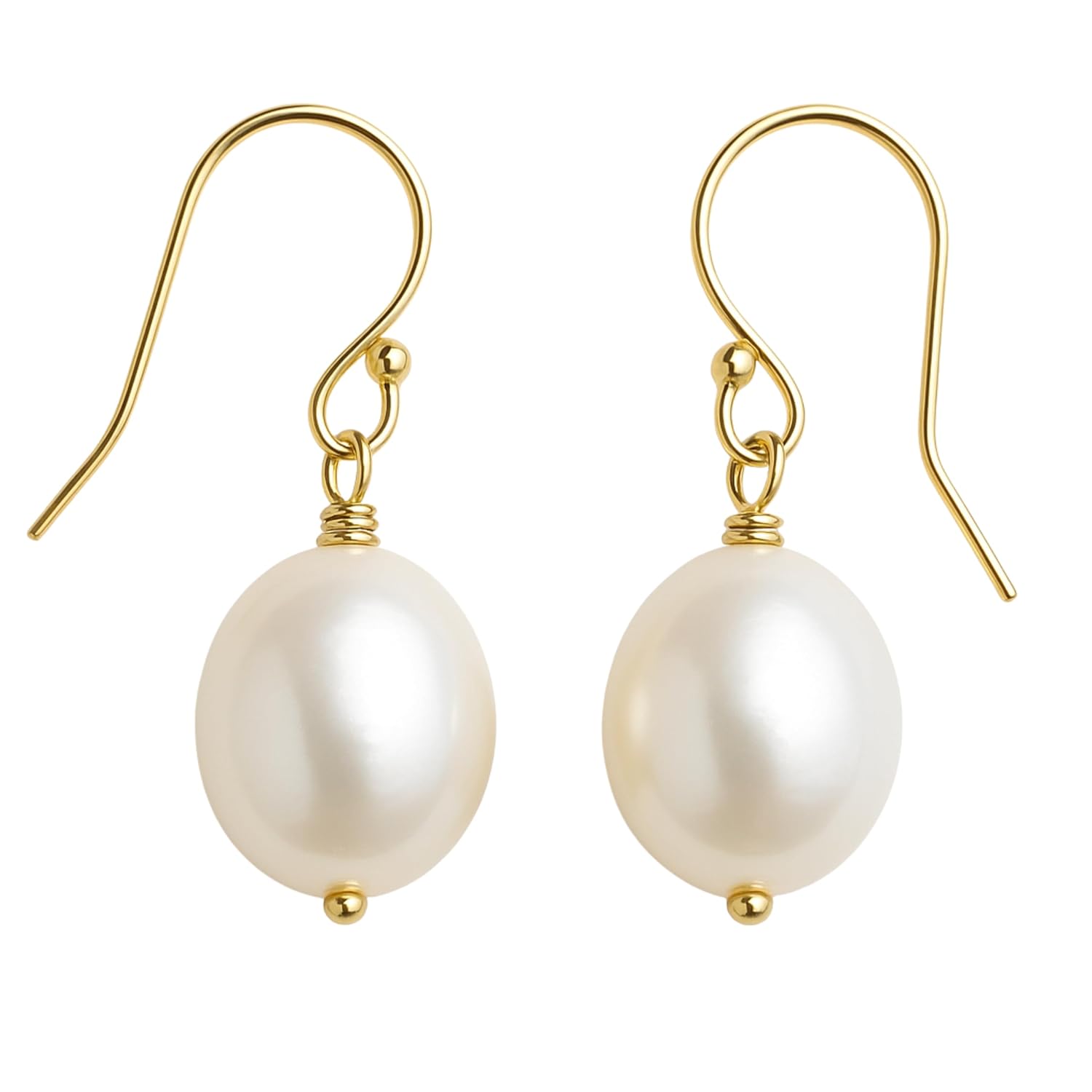 9-11mm Cultured Freshwater Pearl Gold Filled Drop Earrings