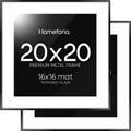 20x20 Picture Frame Black with 16x16 Mat - Modern Gallery Look