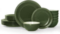 Famiware Garden Plates and Bowls Set, 18-Piece Dark Green - Durable