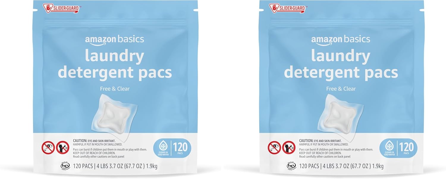 Laundry Detergent Pods for Gentle Cleaning, 120 Pacs Free & Clear
