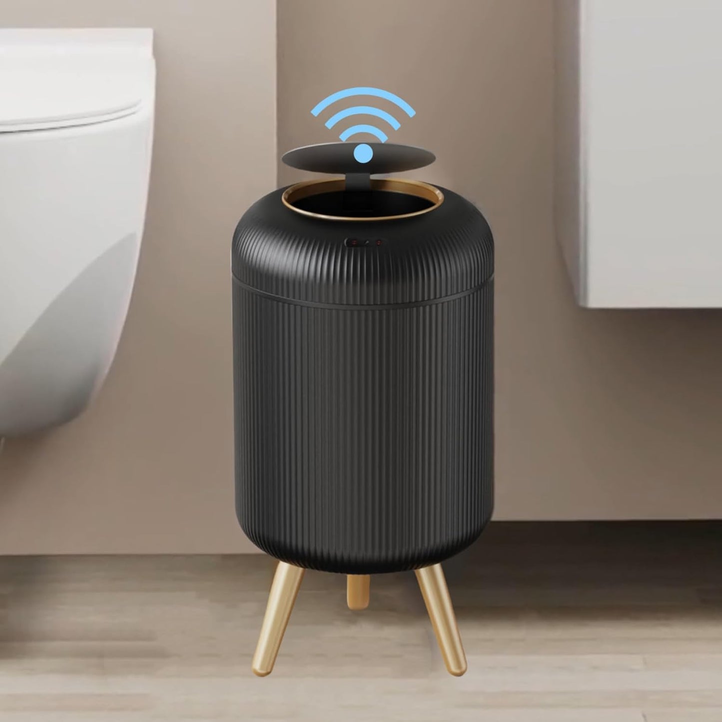 URALFA Motion Sensor Trash Can with Lid for Modern Homes