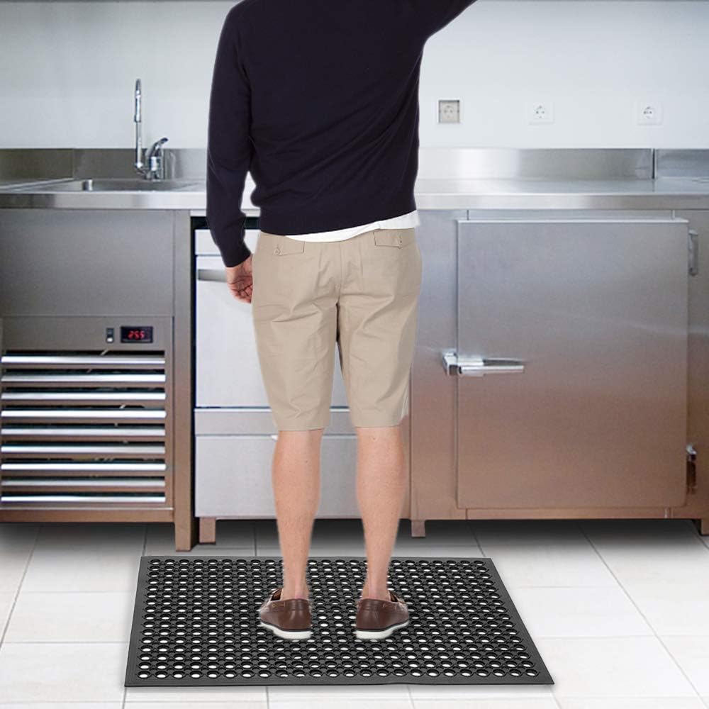 ROVSUN Rubber Floor Mat with Holes for Anti-Fatigue Support