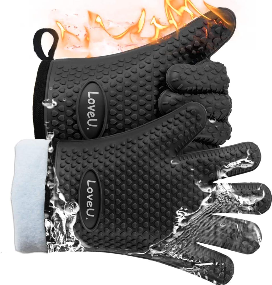 Loveuing Dual-Layer Heat Resistant Oven Gloves
