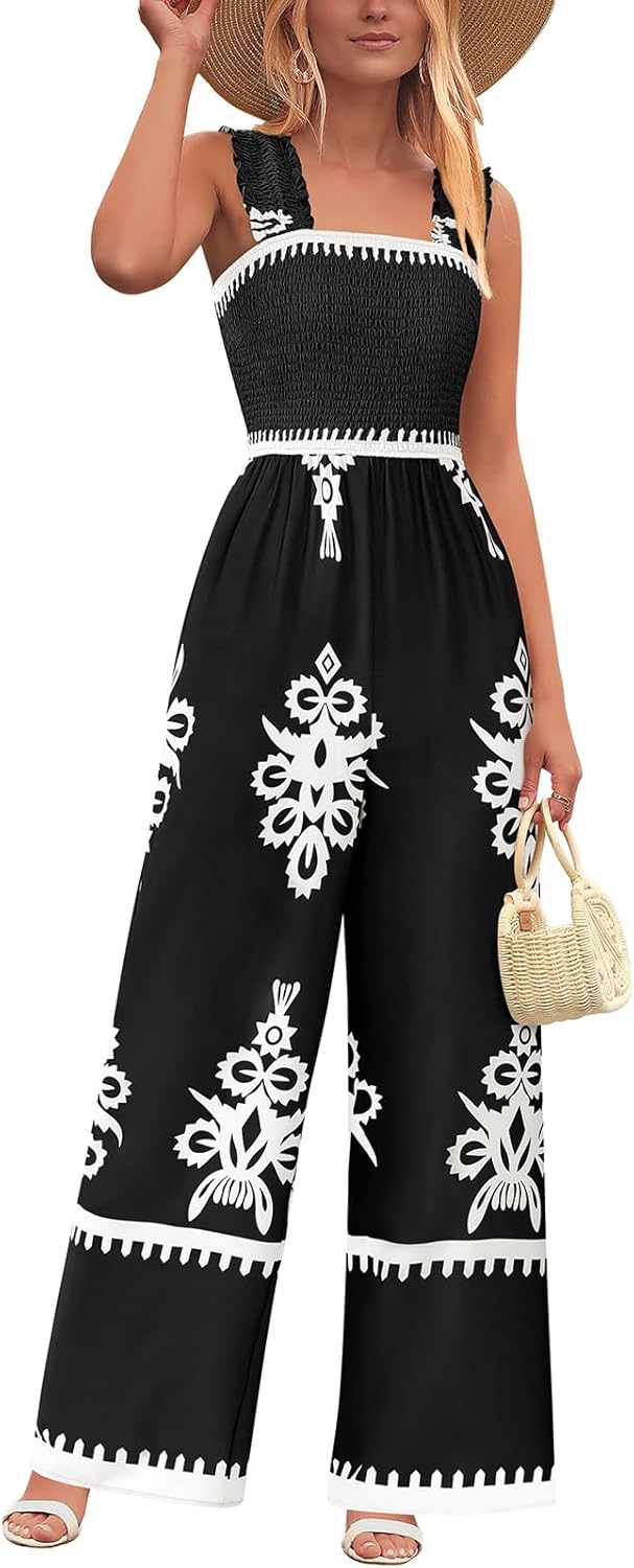 PRETTYGARDEN Womens Jumpsuit Casual One Piece Boho Summer Outfit