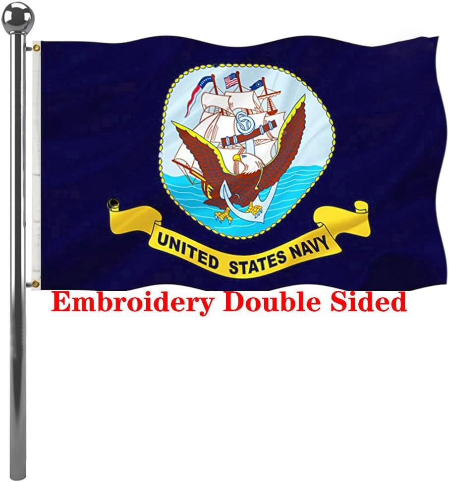 Double Sided US Navy Flag 3x5 FT - Durable Embroidered Banner