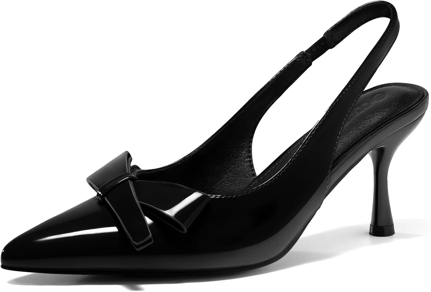 Coutgo Womens Slingback Kitten Heels with Bow for Office Wear